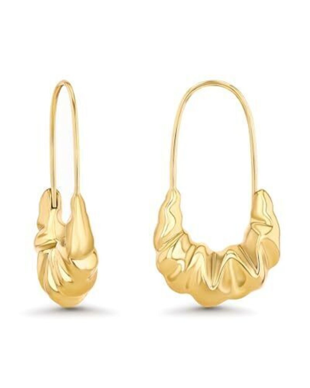 1503 Large 18K gold plated Chunky Circle Drop Hoops Statement Earrings by